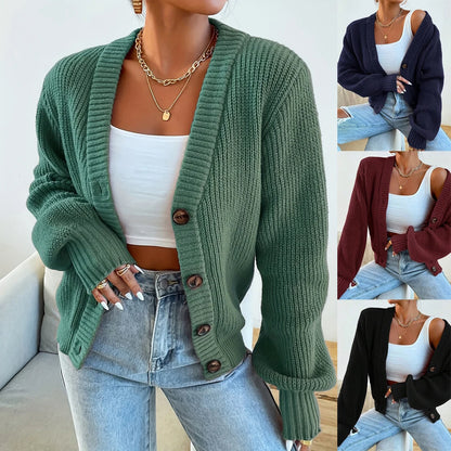 Button-Front Knit Cardigan