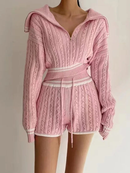 Cable Knit Sweater & Shorts Set