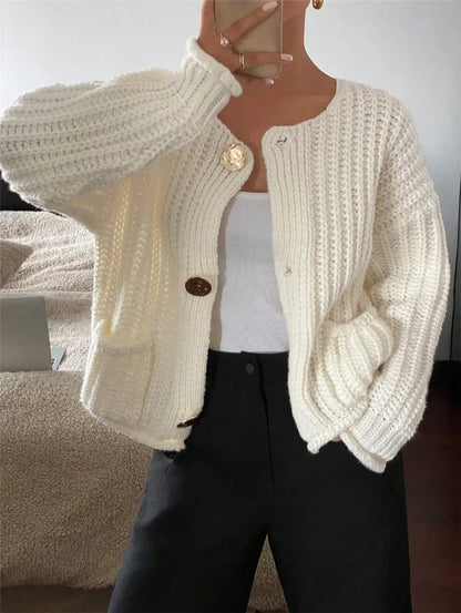 Chunky Knit Button-Front Cardigan