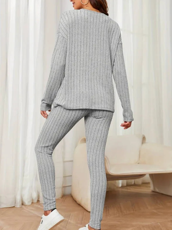 Ribbed Knit Two-Piece Lounge Set
