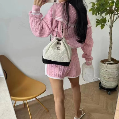 Cable Knit Sweater & Shorts Set