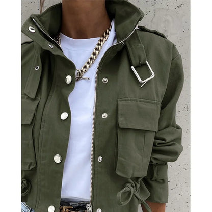 Utility Cropped Zip-Up Jacket