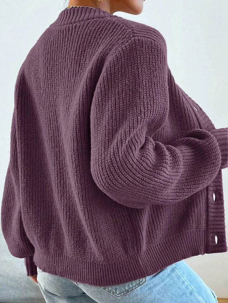 Button-Front Knit Cardigan