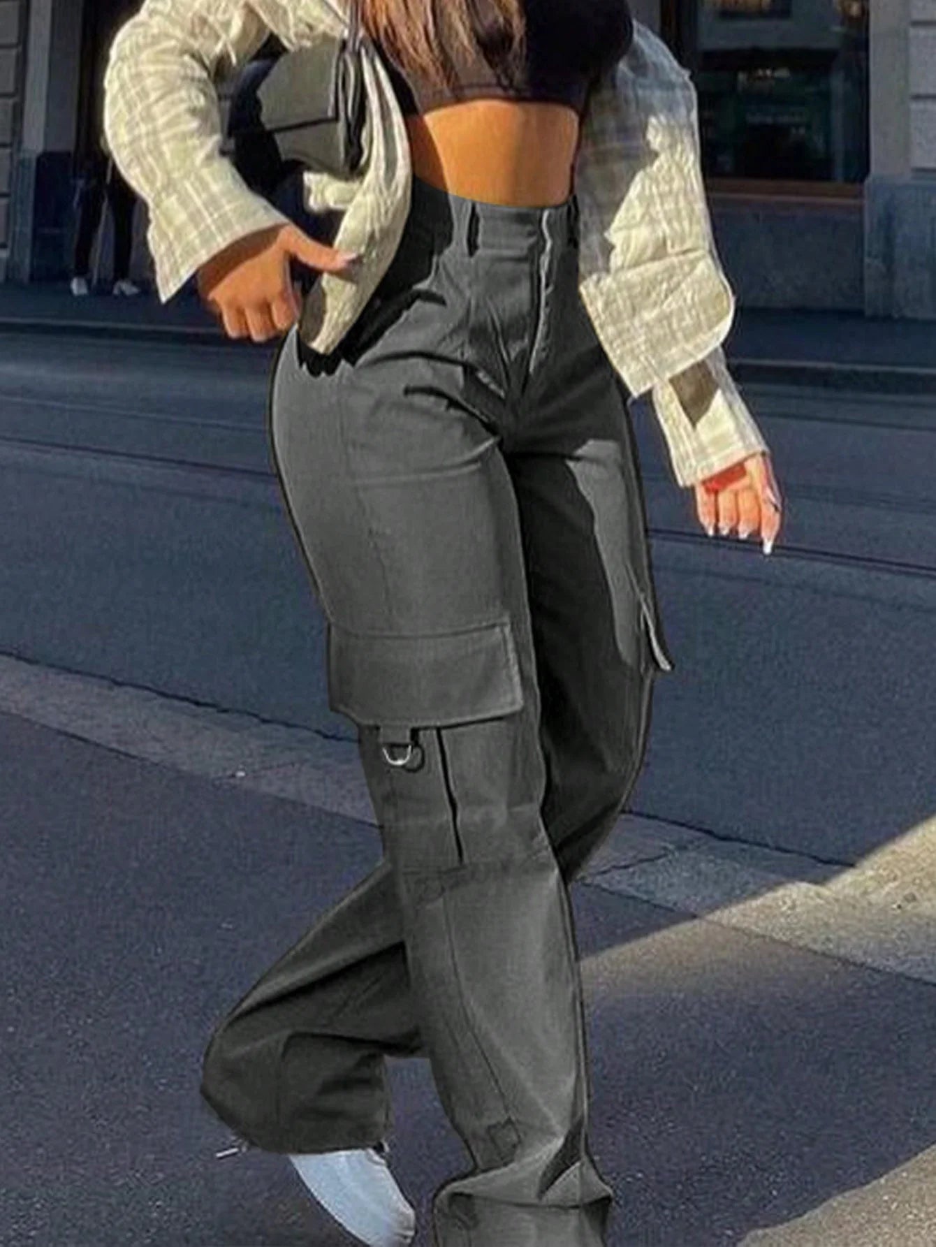 High-Waisted Cargo Pants
