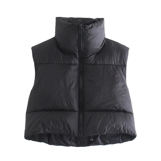 Padded Zip-Up Cropped Gilet