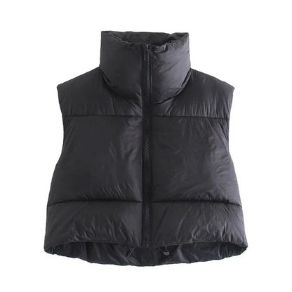 Padded Zip-Up Cropped Gilet