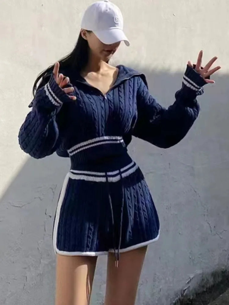 Cable Knit Sweater & Shorts Set