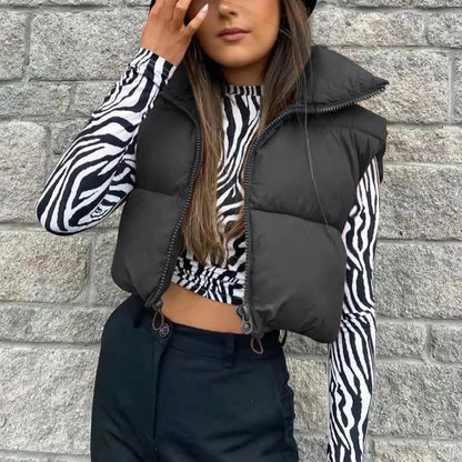 Padded Zip-Up Cropped Gilet
