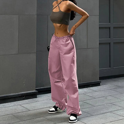 Drawstring Wide-Leg Cargo Pants