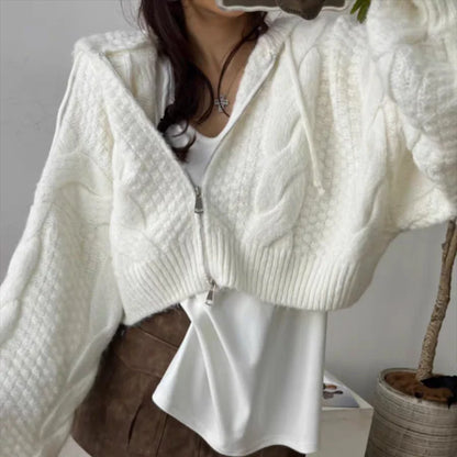 Cable Knit Zip-Up Hoodie