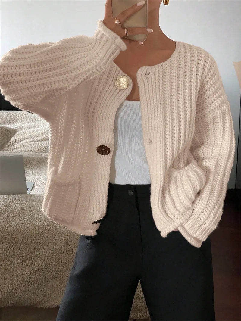 Chunky Knit Button-Front Cardigan