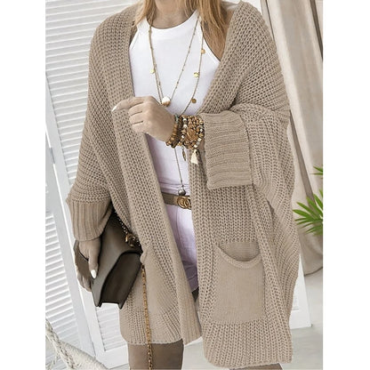 Knit Open-Front Cardigan with Pockets