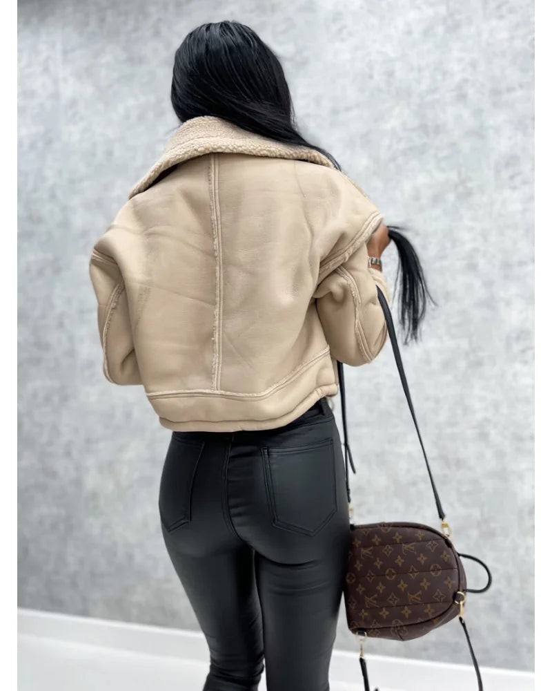 Aviator Faux Leather Sherpa Jacket