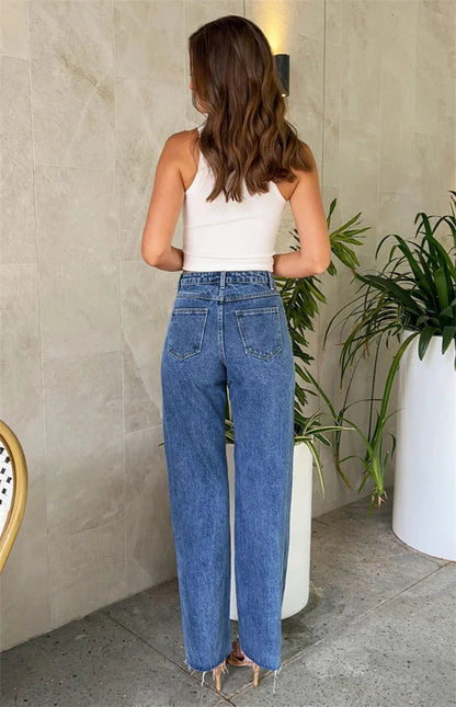 Pearl-Embellished Straight-Leg Jeans