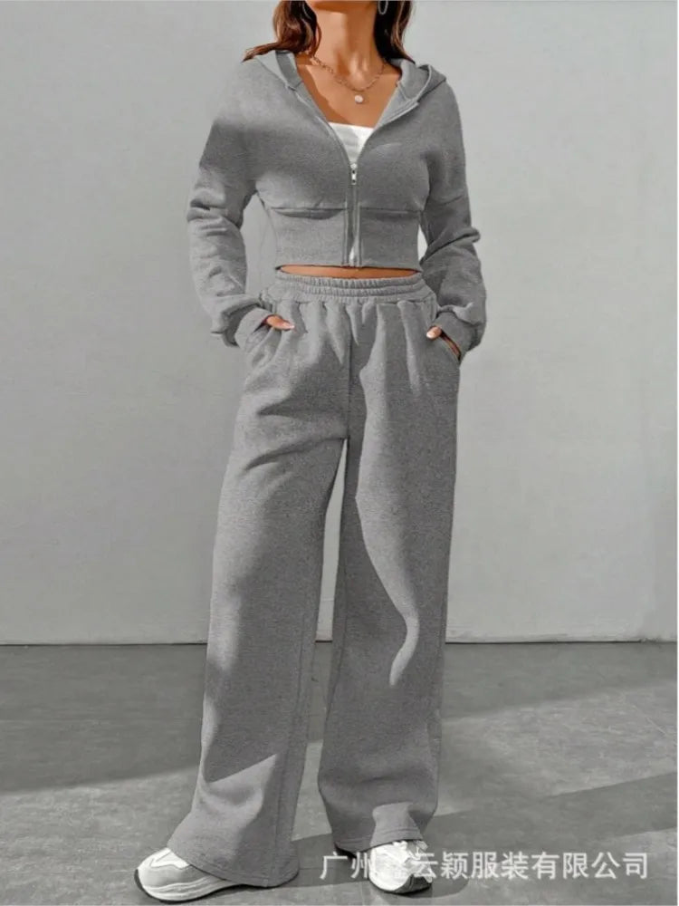 Zip-Up Hoodie & Wide-Leg Set