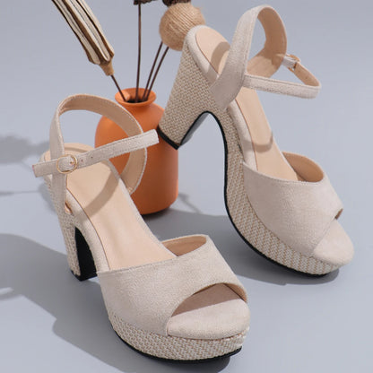 Platform Block Heel Ankle Strap Sandals