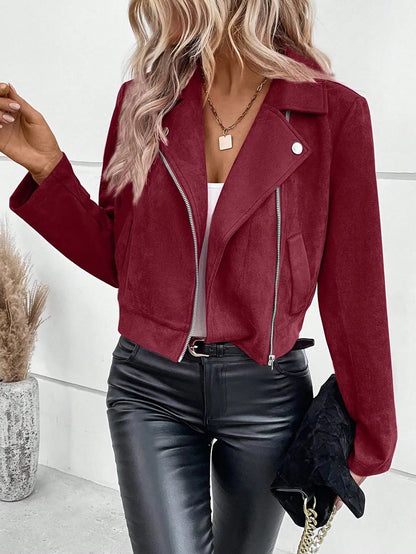 Faux Suede Biker Jacket