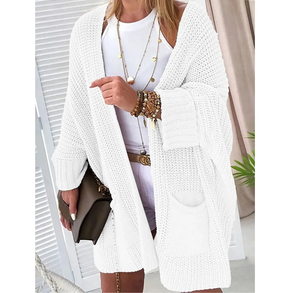 Knit Open-Front Cardigan with Pockets
