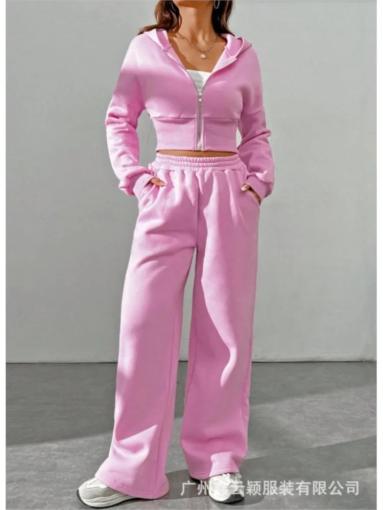 Zip-Up Hoodie & Wide-Leg Set