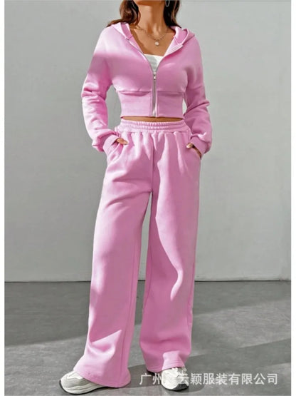 Zip-Up Hoodie & Wide-Leg Set