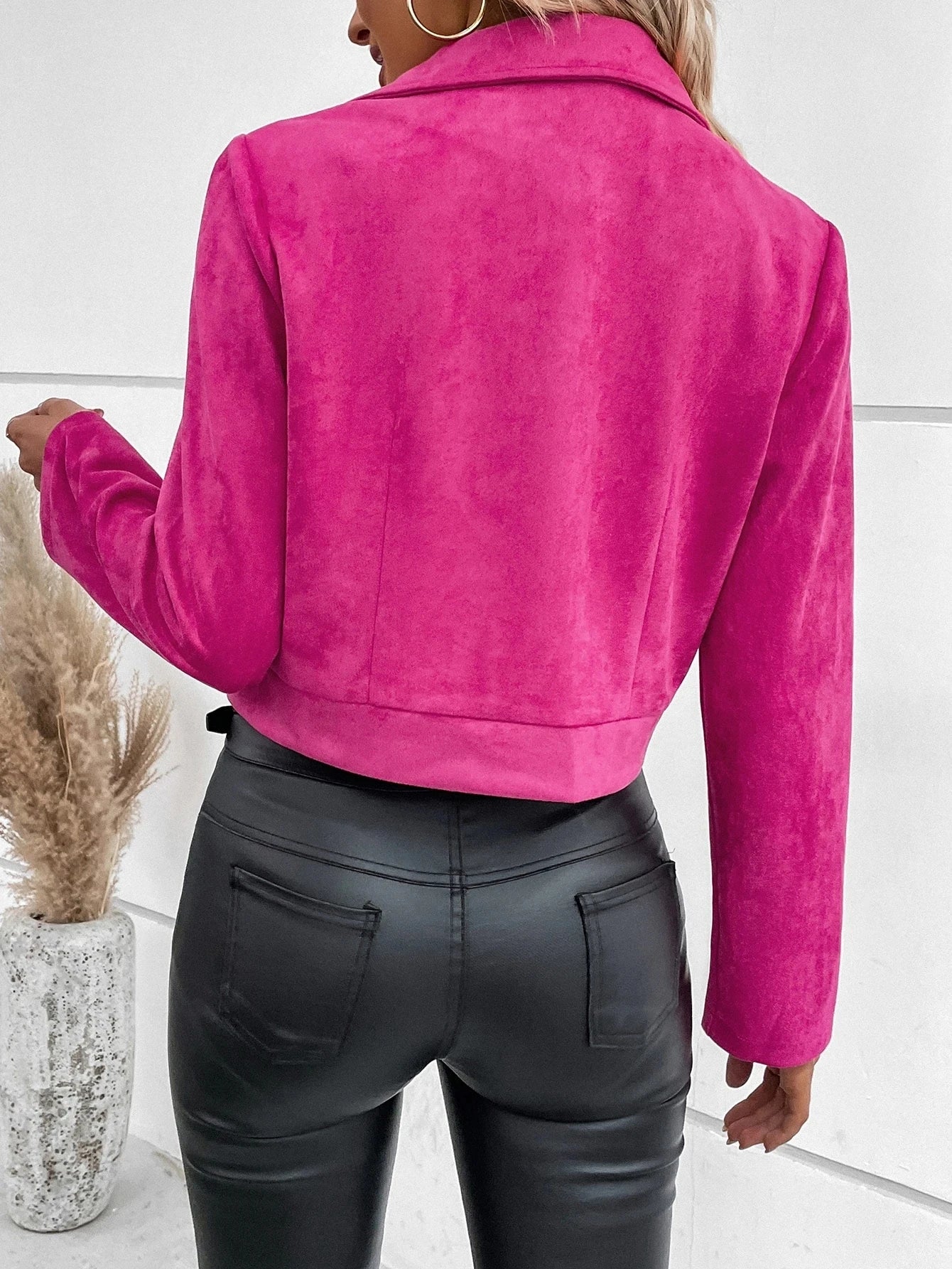 Faux Suede Biker Jacket