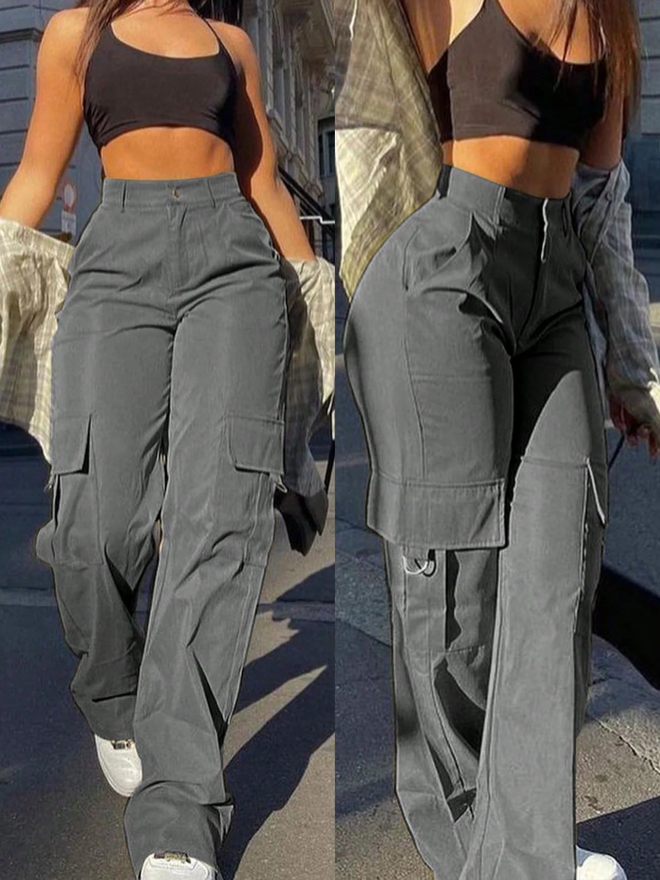 High-Waisted Cargo Pants