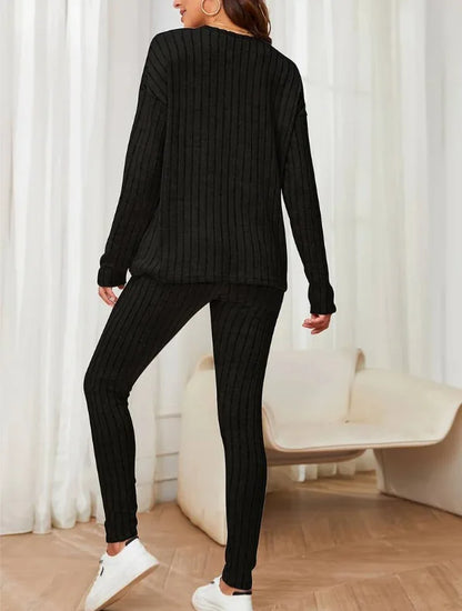 Ribbed Knit Two-Piece Lounge Set