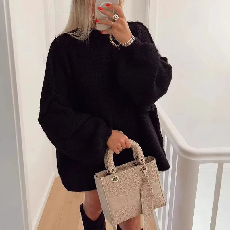 Oversized Mock Neck Knit Sweater