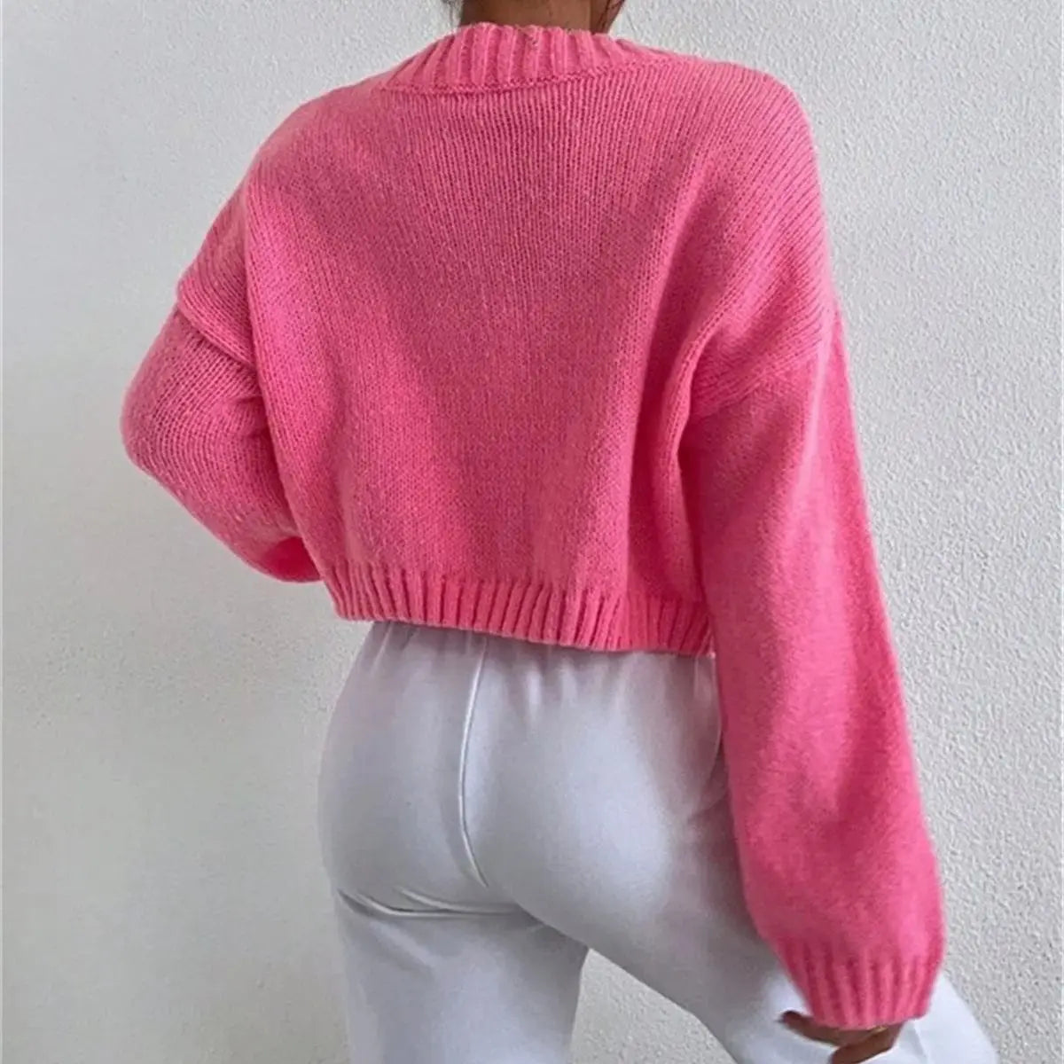 V-Neck Button Knit Cardigan