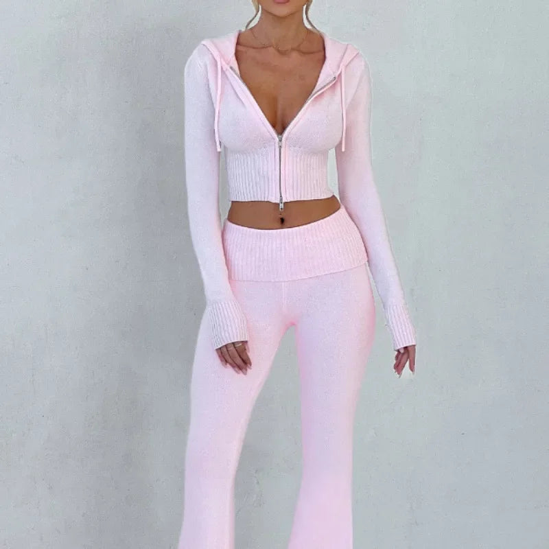 Flare Zip-Up Hoodie Lounge Set