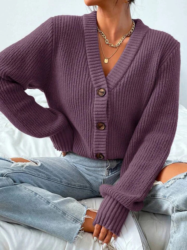 Button-Front Knit Cardigan