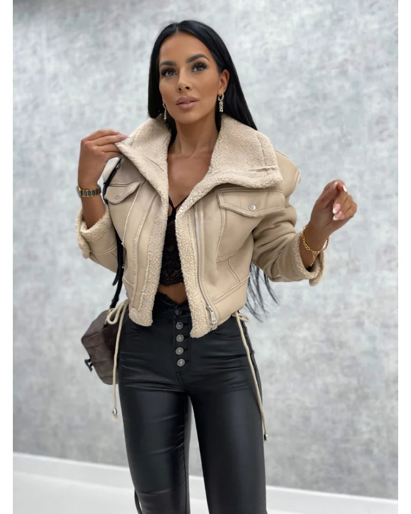 Aviator Faux Leather Sherpa Jacket