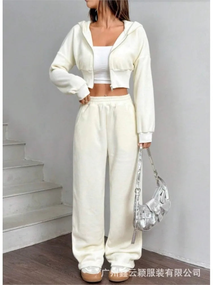 Zip-Up Hoodie & Wide-Leg Set