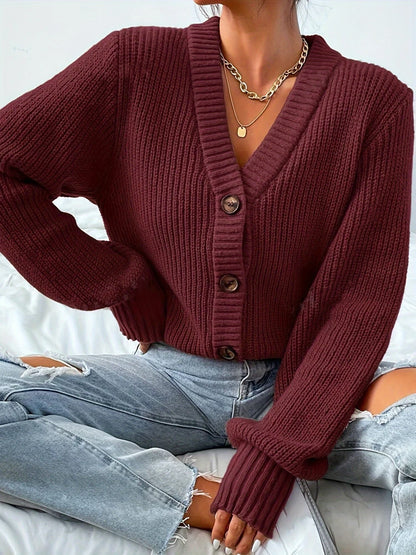 Button-Front Knit Cardigan