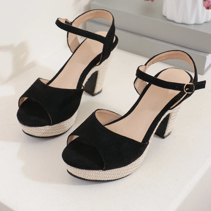 Platform Block Heel Ankle Strap Sandals