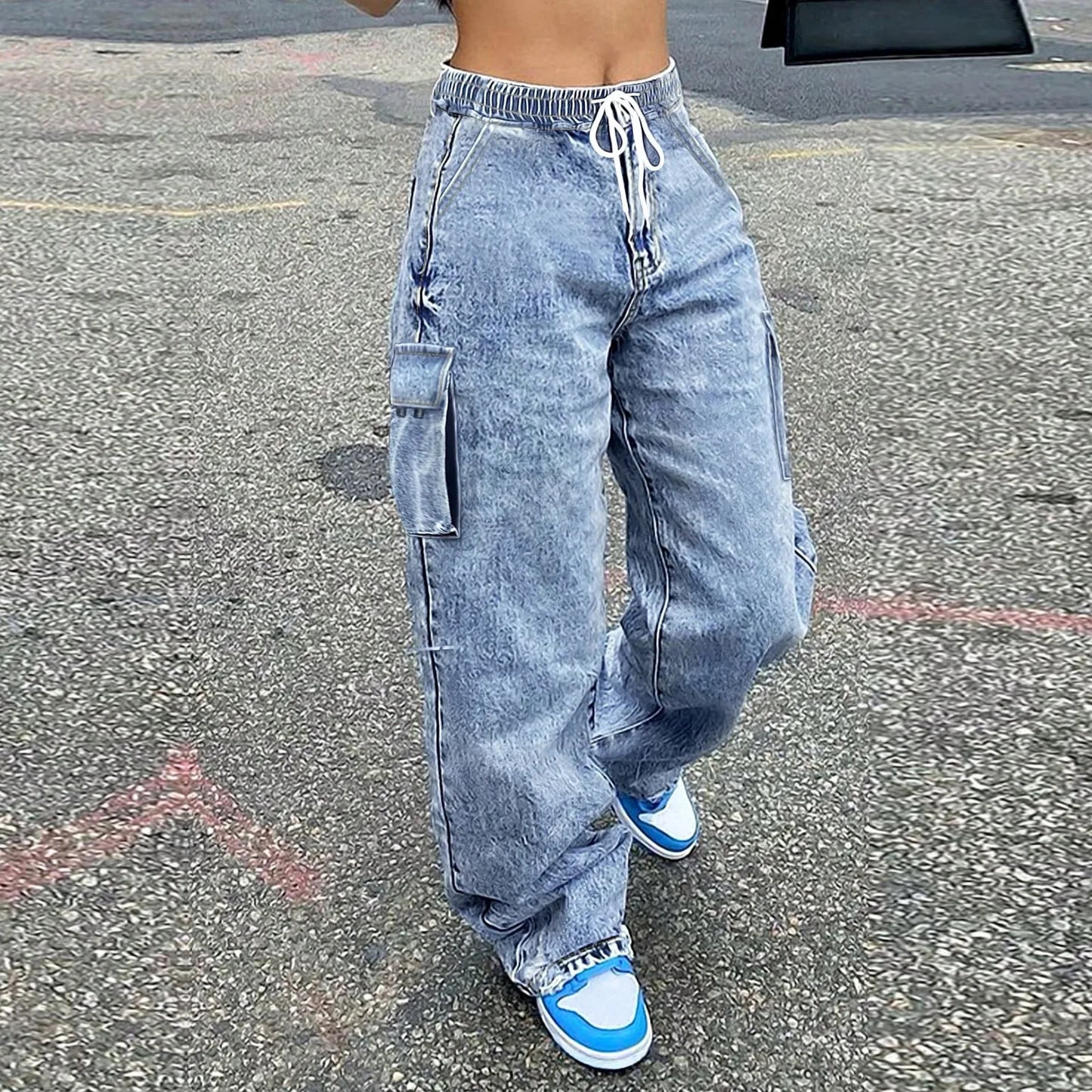 Baggy Drawstring Cargo Jeans