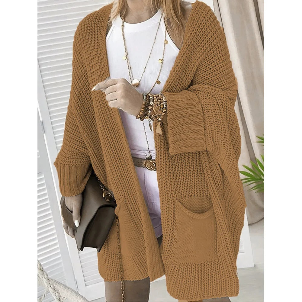 Knit Open-Front Cardigan with Pockets