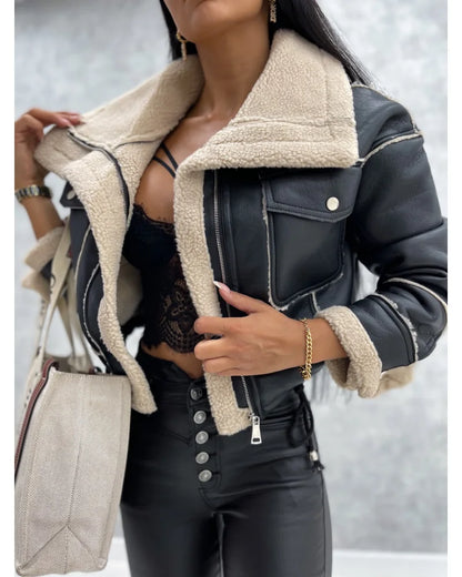 Aviator Faux Leather Sherpa Jacket