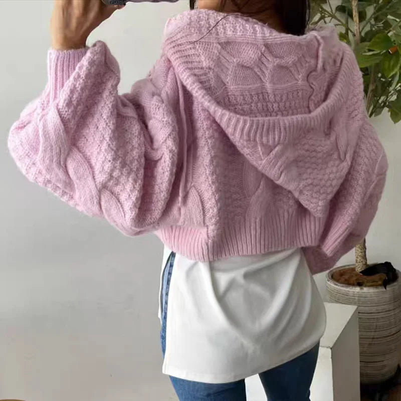Cable Knit Zip-Up Hoodie