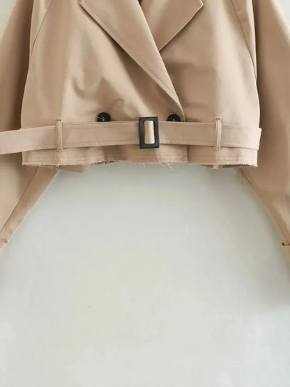 Cropped Belted Trench Jacket