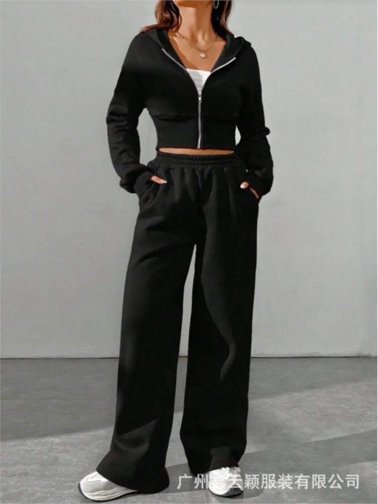 Zip-Up Hoodie & Wide-Leg Set