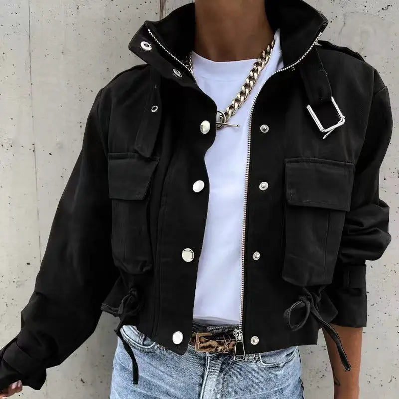Utility Cropped Zip-Up Jacket