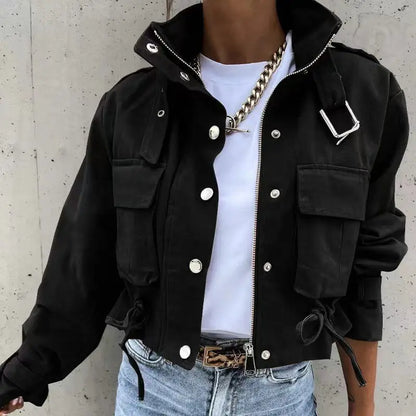 Utility Cropped Zip-Up Jacket