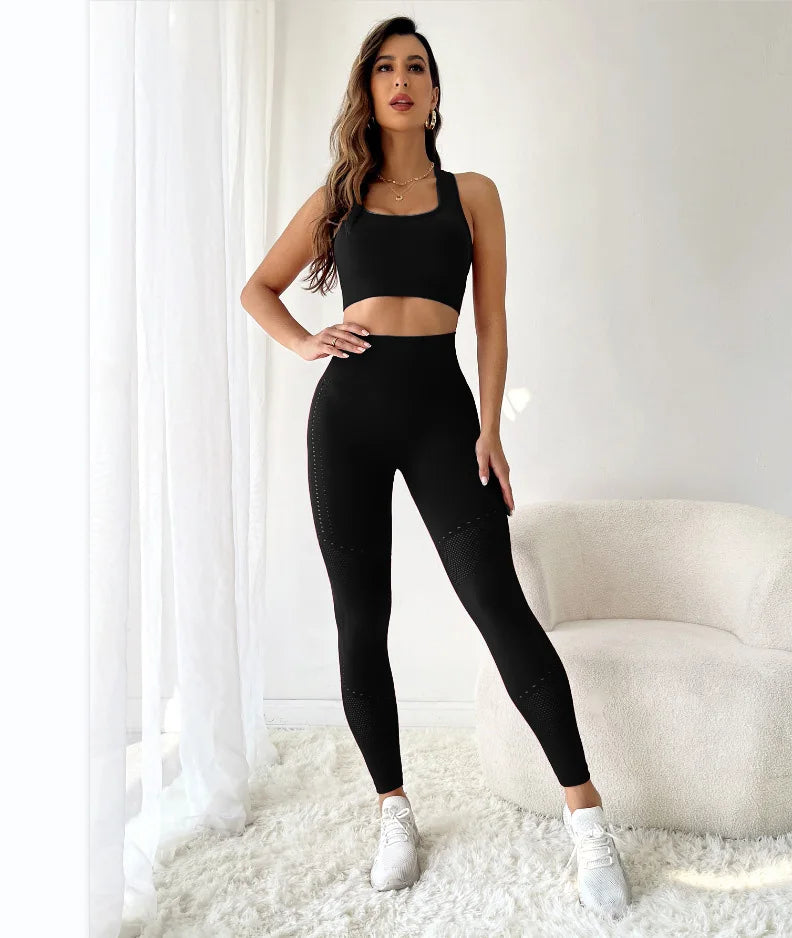 Seamless Sports Bra & High-Waist Leggings Set