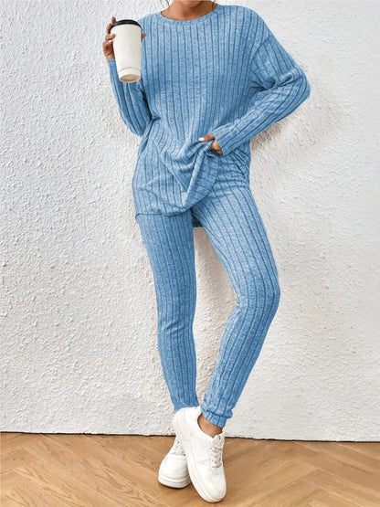Ribbed Knit Two-Piece Lounge Set