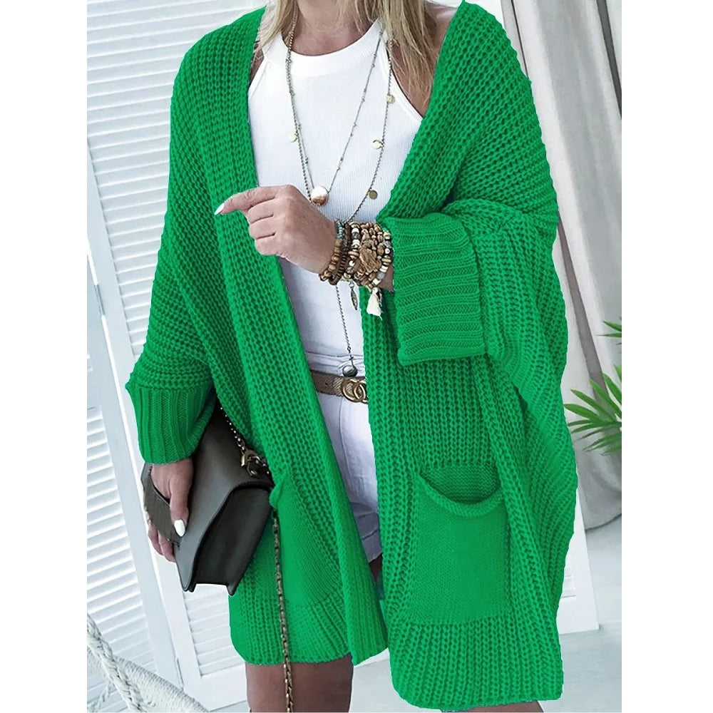 Knit Open-Front Cardigan with Pockets