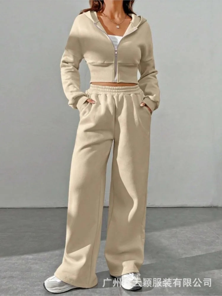 Zip-Up Hoodie & Wide-Leg Set