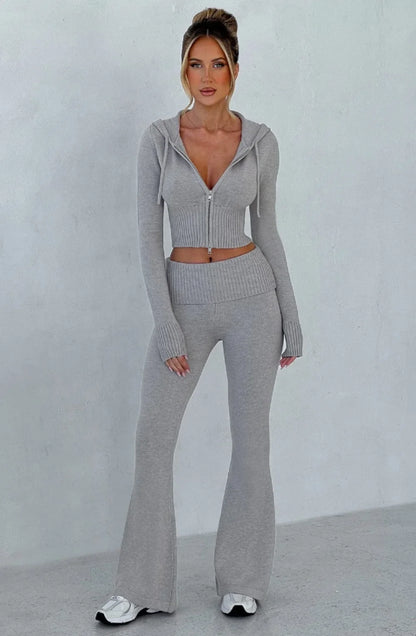 Flare Zip-Up Hoodie Lounge Set