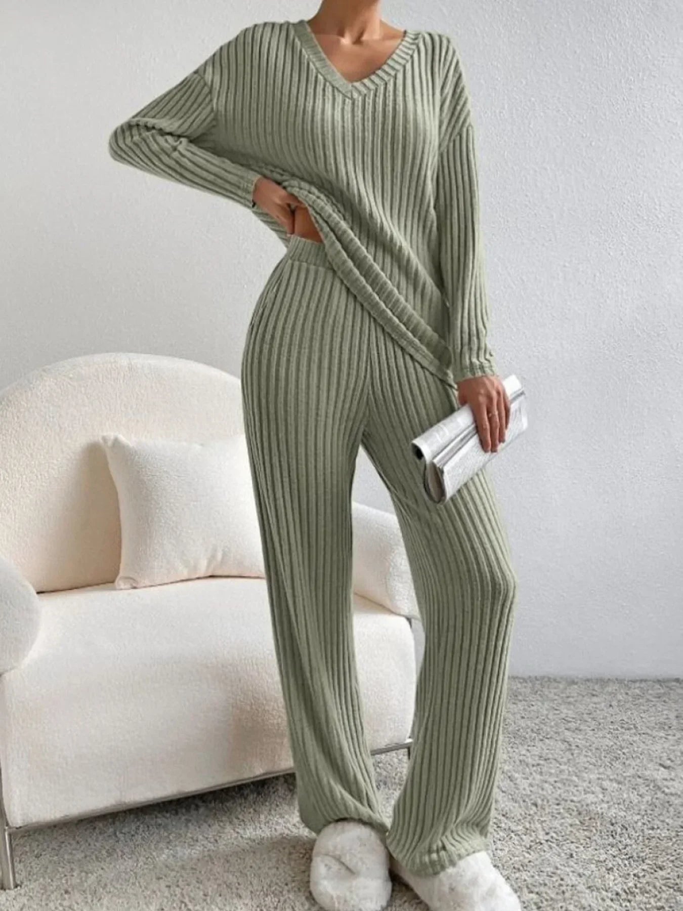 Ribbed Knit Lounge Set