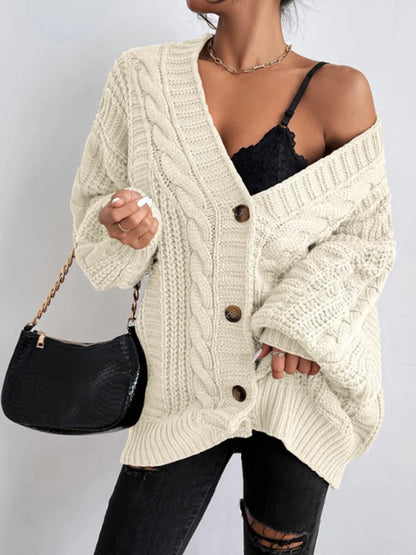Chunky Knit Button-Up Cardigan